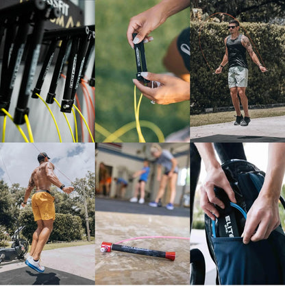 Elite Jumps Surge 3.0 Professional Speed Rope for Double Unders - Patented Dual Bearing Ultra Light-Weight Handle for Premium Spin Control and Kink-Resistant Cable for fast Speed Jump Rope