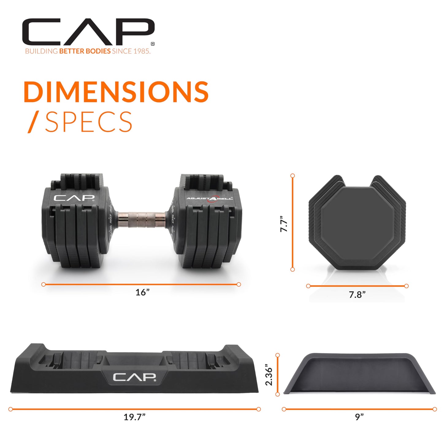 CAP Barbell 55 lb Pair of Adjustable Dumbbells with Full Rotation Copper Handle
