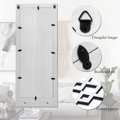 ZEXUIRU 2 Set Rustic Candle Sconces Living Room Bedroom Entryway Wood Mirrored, Farmhouse, Carved Frame Wall-Mount Wooden Candle Holders Wall Decor Hanging Handmade Holder - Distressed White