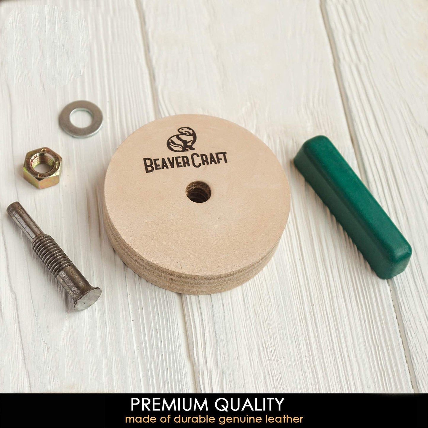 BeaverCraft Knife Sharpening Wheel 7cm PW1 - Buffing Wheel and Polishing Stropping Compound for Knives, Chisels, Woodworking Carving Tools