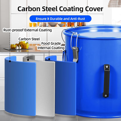 Fryer Grease Bucket 8 Gal, Oil Disposal Caddy, Steel Fryer Oil Bucket With Rust-Proof Coating, Oil Transport Container for Hot Cooking Oil Container With Lid & Lock Clips & Filter Bag