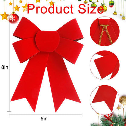 Regine Switzerland 24 PCS Red Velvet Bows - Festive Hanging Decorations for Christmas Trees & Wreaths