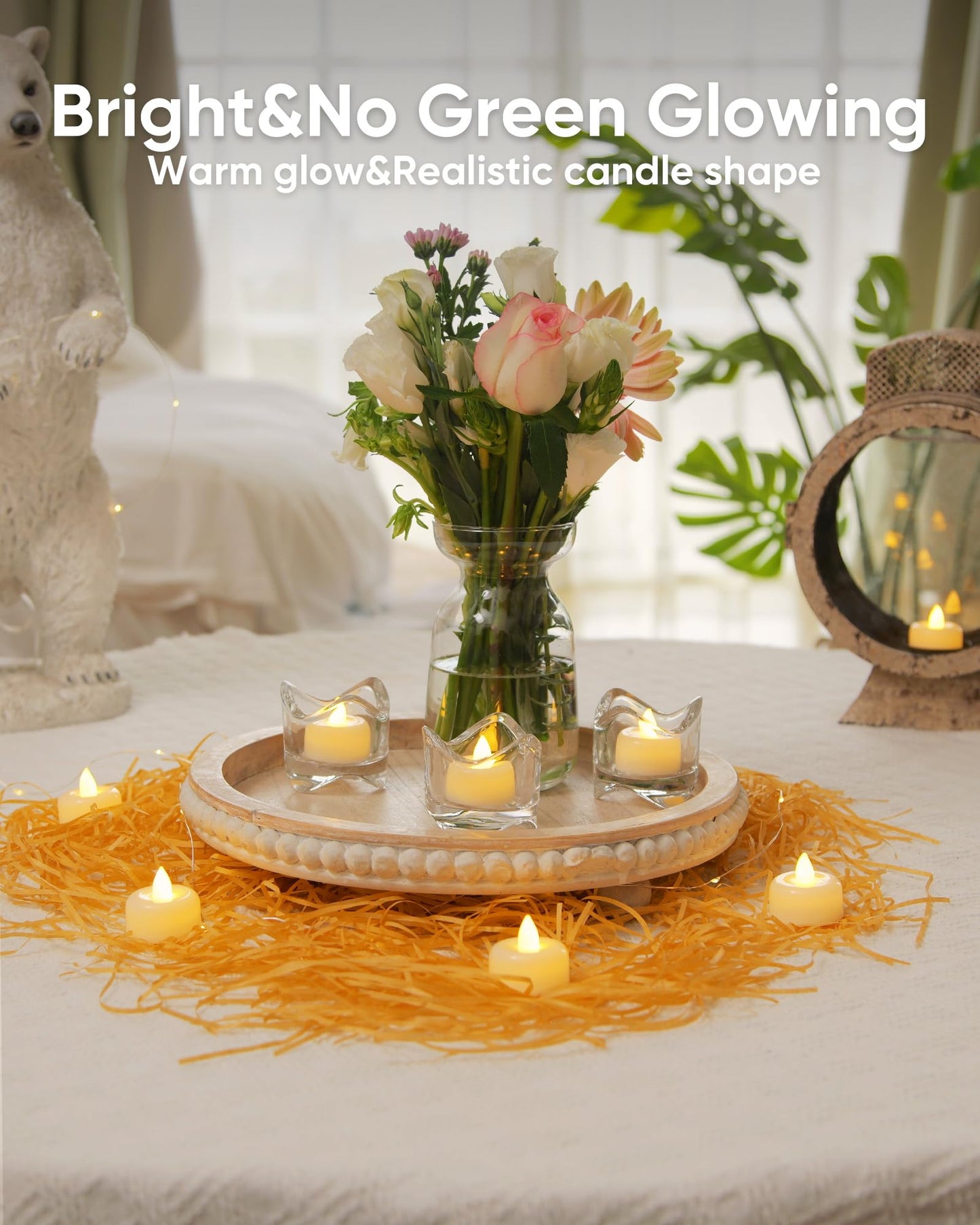 Amagic 150Pack Flameless LED Tea Lights Candles Battery Operated, Electric Fake Tealight Candles for Votive, Halloween, Christmas, Home Decor, Wedding, Table Decor (150Pack)