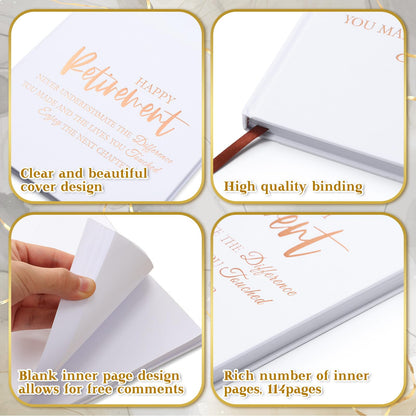 Resholder 2026 Retirement Guest Book with 2 Markers 8.7'' Square Hardcover Blank Guest Photo Signing Memory Book Happy Retirement Gift Party Supplies for Women Men Teacher Grad Decor (White,Classic)
