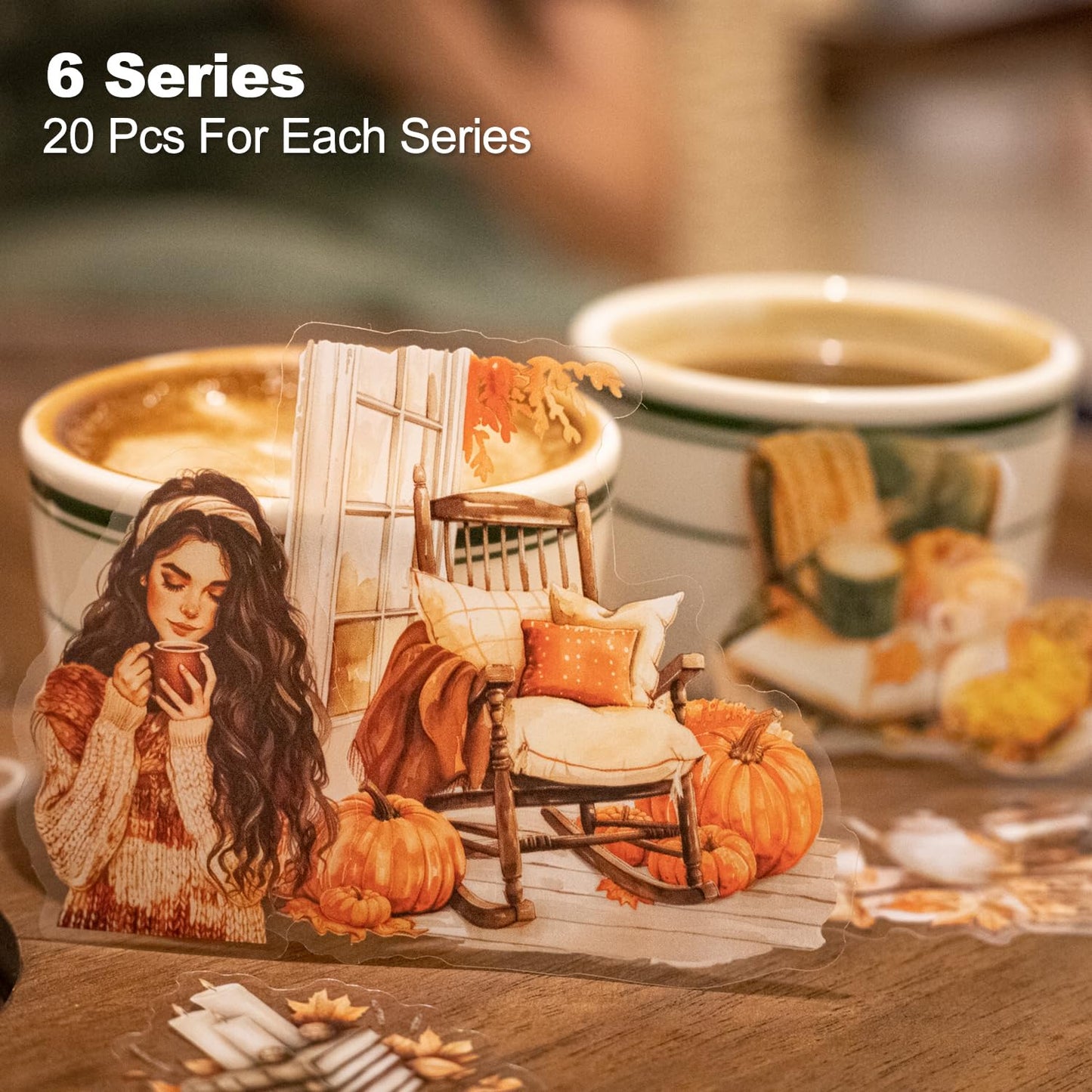MiyouLuna 120 Pcs Coffee Themed PET Stickers Set, Vintage Aesthetic Stickers for Scrapbooking, Journaling, and DIY Crafts