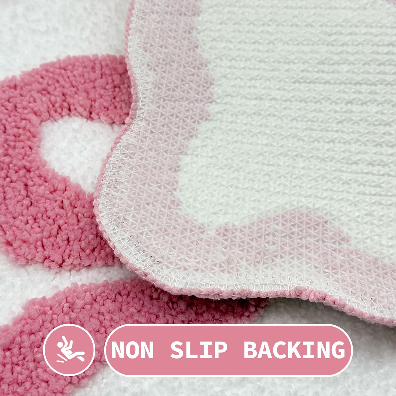 ASTRAG Pink Bow Bath Mat - Scalloped Bow Bathroom Rug Coquette Room Decor Microfiber Bath Mat Water Absorbent Non Slip Shower Carpet Valentines Day Girls Bedroom Aesthetic Preppy Rug (Pink,20" x 32")