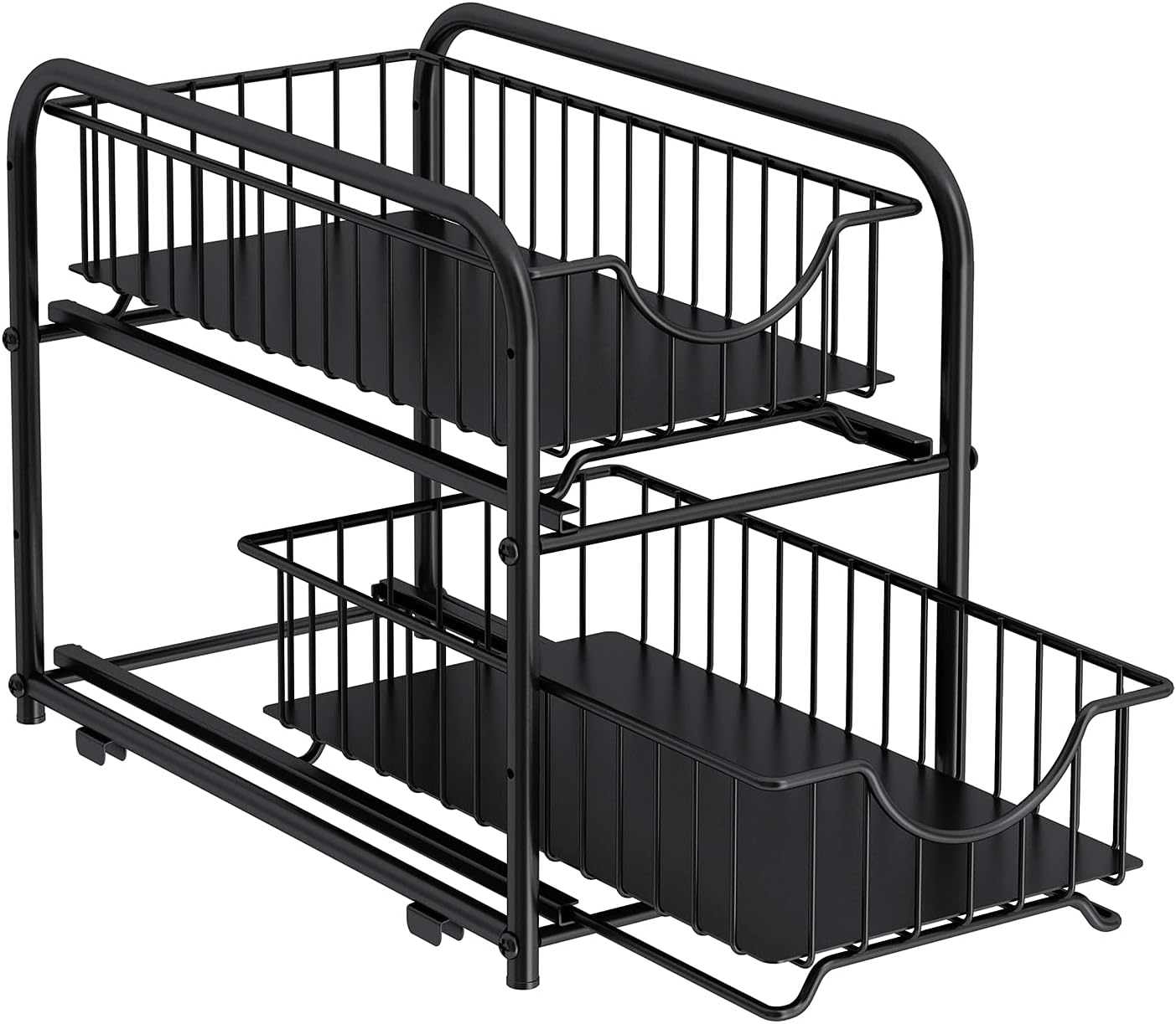 AIYAKA Pull-out Cabinet Organizer, Stackable 2-tier Under Sink Rack with Sliding Storage Drawer for Bathroom, Kitchen,