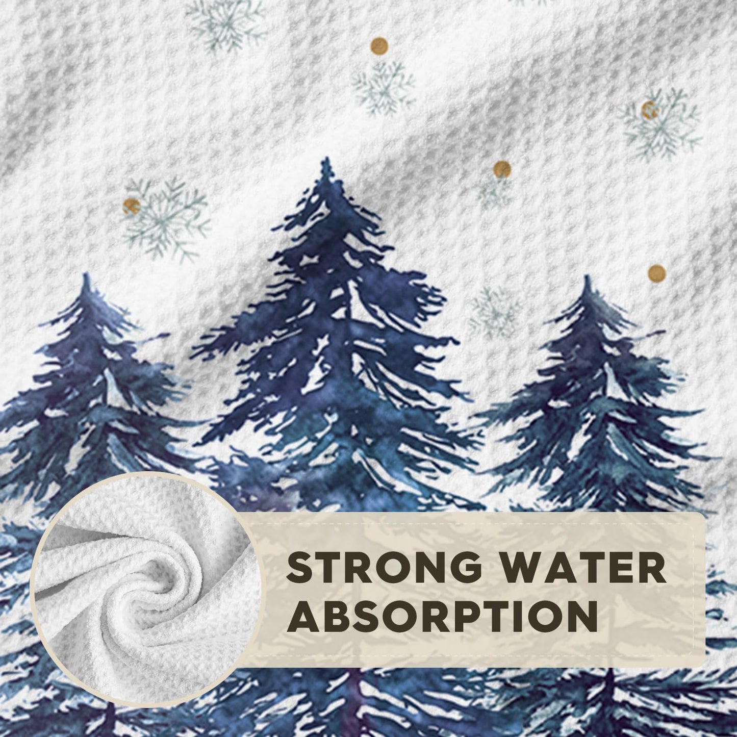 12x24 Inch Set 4 Artoid Mode Blue Xmas Tree Pinecone Christmas Bar Kitchen Towels, Quick Dry Microfiber Cloth Dish