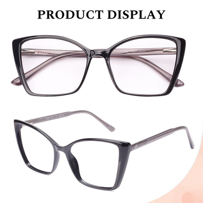 JFXQDR Women's Blue Light Blocking Glasses, Trendy Cat Eye Computer Gaming Glasses Anti Eyestrain & UV Glare RF6204 (Black Cateye Frame)