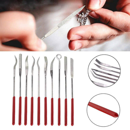 XAQISHIRE 10pcs Mini Heteromorphic Diamond Needle Files,Packed in Synthetic Leather Case,for high Precision Sanding Work on Wood,Plastic,Metal and Jewelry Carving