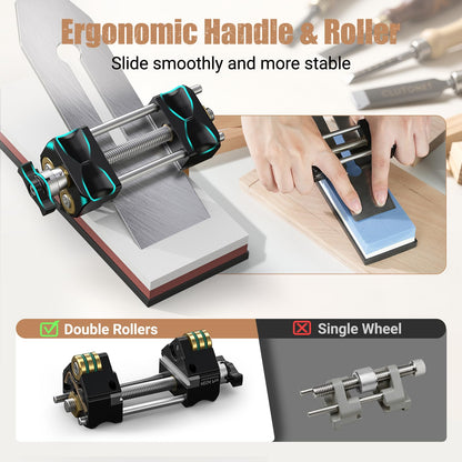 HONGDUI Chisel Sharpening Kit with Honing Guide, Sharpening Angle Fixture & Angle Gauge 15°-47°, Sharpener for 0.1"-3.2" Chisels, Planes, Woodworking Tool
