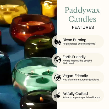 Paddywax Basalt Collection Scented Candle, Soy Wax Blend Glass Jar with Lid, Reusable Home Décor Candle, 10 oz, Black Vessel, Palo Santo Suede