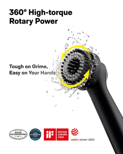 HOTO Wand™ Cordless Spin Scrubber, Electric Rechargeble Grout Cleaning Brush, IPX7 Waterproof Bathroom Scrubber, 12 Replaceable Brush Heads Version Power Scrubber for Grout, Tiles, Corners, Crevices