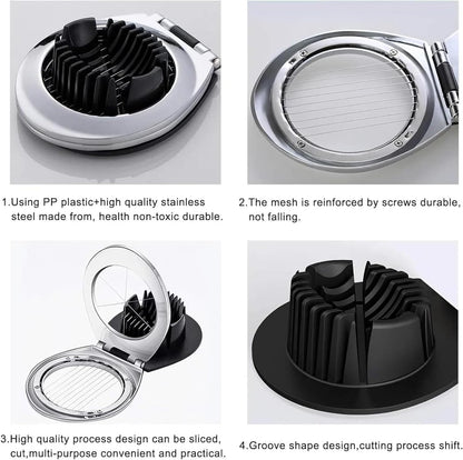 BIBURY Egg Slicer for Hard Boiled Eggs, Heavy Duty Stainless Steel Wire Cutter with 3 Slicing Styles, Easy to Clean