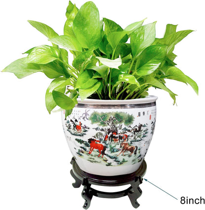 fengshuisale (4 Inch) Feng Shui Chinese Wooden Fishbowl Planter Display Stand