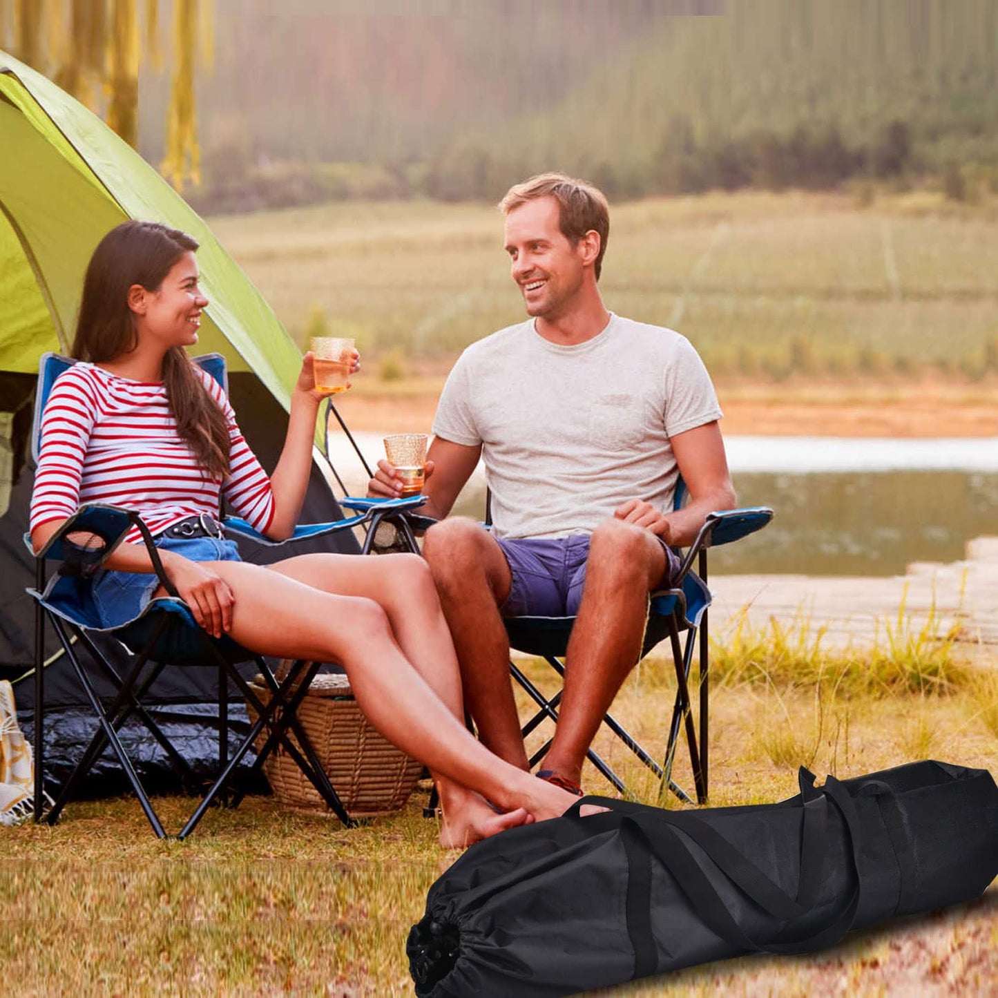 Datyiiha 2 Pack Camping Chair Replacement Bag 39.3 Inches Large Folding Chair Carry Bag Nylon Storage Tent Bag with Handle Strap for Travel Outdoor Camping Sports (No Chair Included)