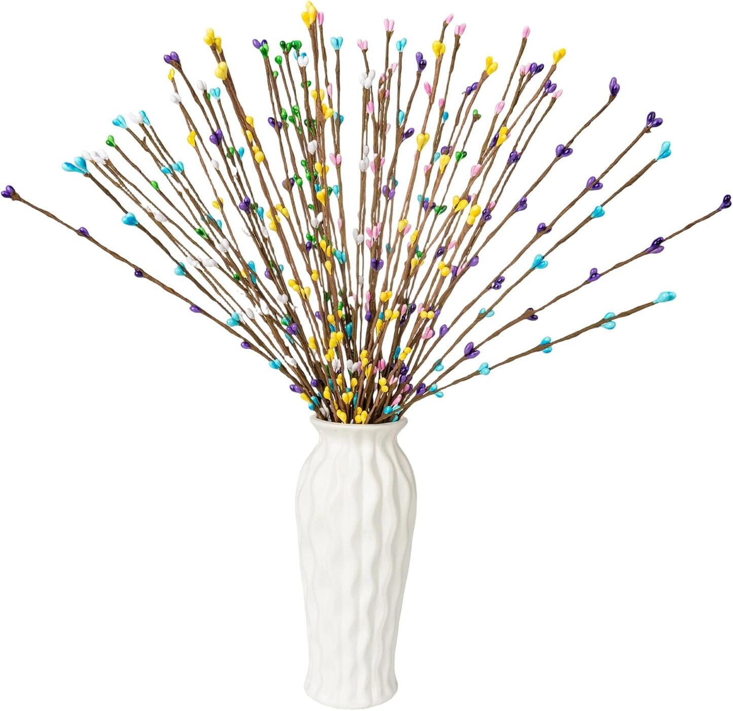 60 Pcs Easter Garland Parts Artificial Floral Picks Berry Stems Spring Pip Berry Sprays Pastel Picks Stems for Easter
