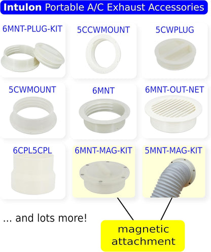 intulon 6-inch Tube Portable AC Air Conditioner/Fan Exhaust Plastic Hose Flange, Off White