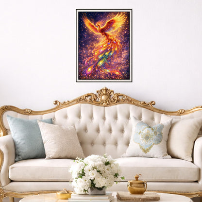 IOHEFY Phoenix Fire Diamond Painting 12 x 16 Inch Full Drill Acrylic Diamond Art DIY Crystal Rhinestone Fantasy Mythical Bird Artwork Nano Pearlescent Canvas Wall Decor Gift