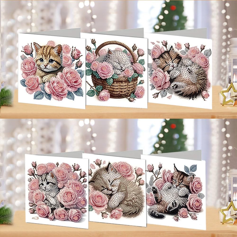 DDGYP 6-Pack Diamond Art Kits for Adults, 5D Diamond Painting Greeting Card Kit with Envelopes, 5.9x11.81 Inch Diamond Art Cards for DIY Crafts, Birthday & Holiday Greetings