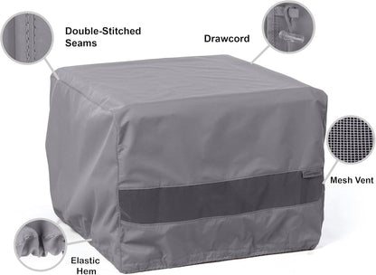 300D 24W 24D 18H, Covermates Elite Square Ottoman Cover Heavy-Duty Polyester, Water-Resistant, Mesh Vent, Drawcord