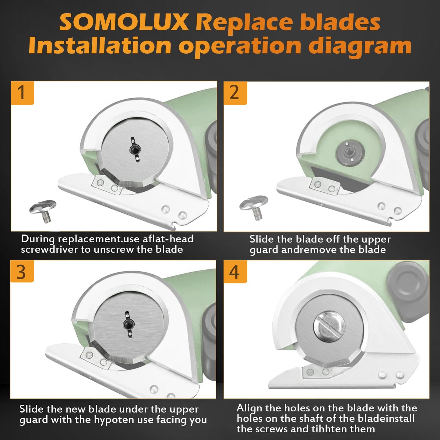 SOMOLUX WA2300 Blades Compatible with Worx ZipSnip Cordless Scissors Replacement Blades, Fits RC2600K, RC2601, RC2602, WX080L, WX081, WX082L, WX081L, WX745L.9 (3-Pack)