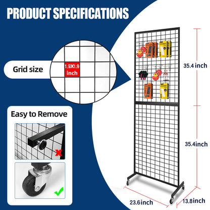 NectaCol Grid Wall Panels, 2 Packs 2'x 6' Gridwall Panels Tower with T-Base, Black Wire Grid Wall Display Rack, Craft Show Display Rack, Art Gridwall Display Stand