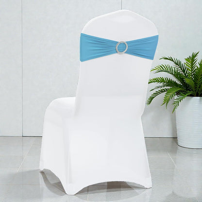 MDS Spandex Chair Sashes - Premium Stretch Covers with Buckle Slider for Weddings & Events | Blue, Pack of 75