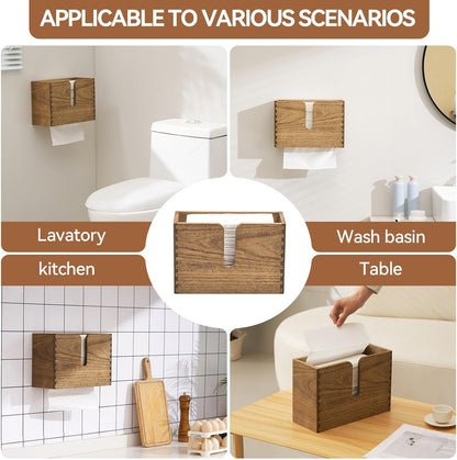 Countertop KIRIGEN Wood Paper Towel Dispenser - Wall Mounted Paper Towel Holder for Kitchen Restroom Decor and Bathroom