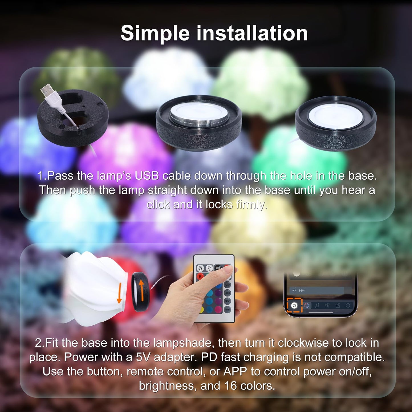 Smart LED Lamp Kit 001 for Bambu Lab 3D Printing,IR&APP Control RGB Puck Light,DIY Hardware for MakerWorld Models, Timer & Group Control,MH001 USB 5V Small Round Lamp Kit for 3D Printed Light(2 Pack)
