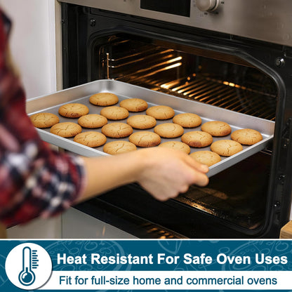 TeamFar Baking Sheet Pan, 6 Pack Stainless Steel Half Size Baking Pans Set, Metal Large Cookie Sheets for Baking/Roasting/Serving, Non-Toxic & Heavy Duty, Dishwasher Safe, 17.6” x 13” x 1”