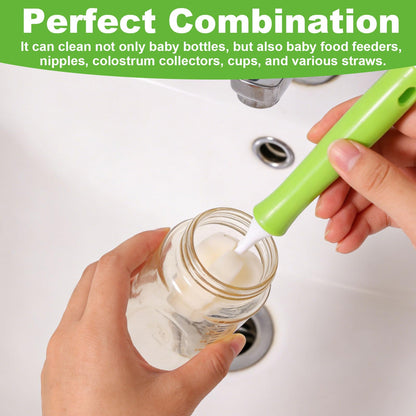 16pcs Sponge Nipple Bottle Brushes Set, Includes 6 Bottle Nipple Cleaners Washer Scrubber with 6 Replacement Brush Heads & 4 Straw Brushes for Cleaning Baby Food Feeders Cups Straws