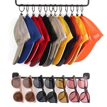HYDERMUS Hat Organizer for Baseball Caps Wall Mount with Shelf Hat Hanger Metal Hat Holder Rack for Closet Wall Storage Organization Display Carbonized Black