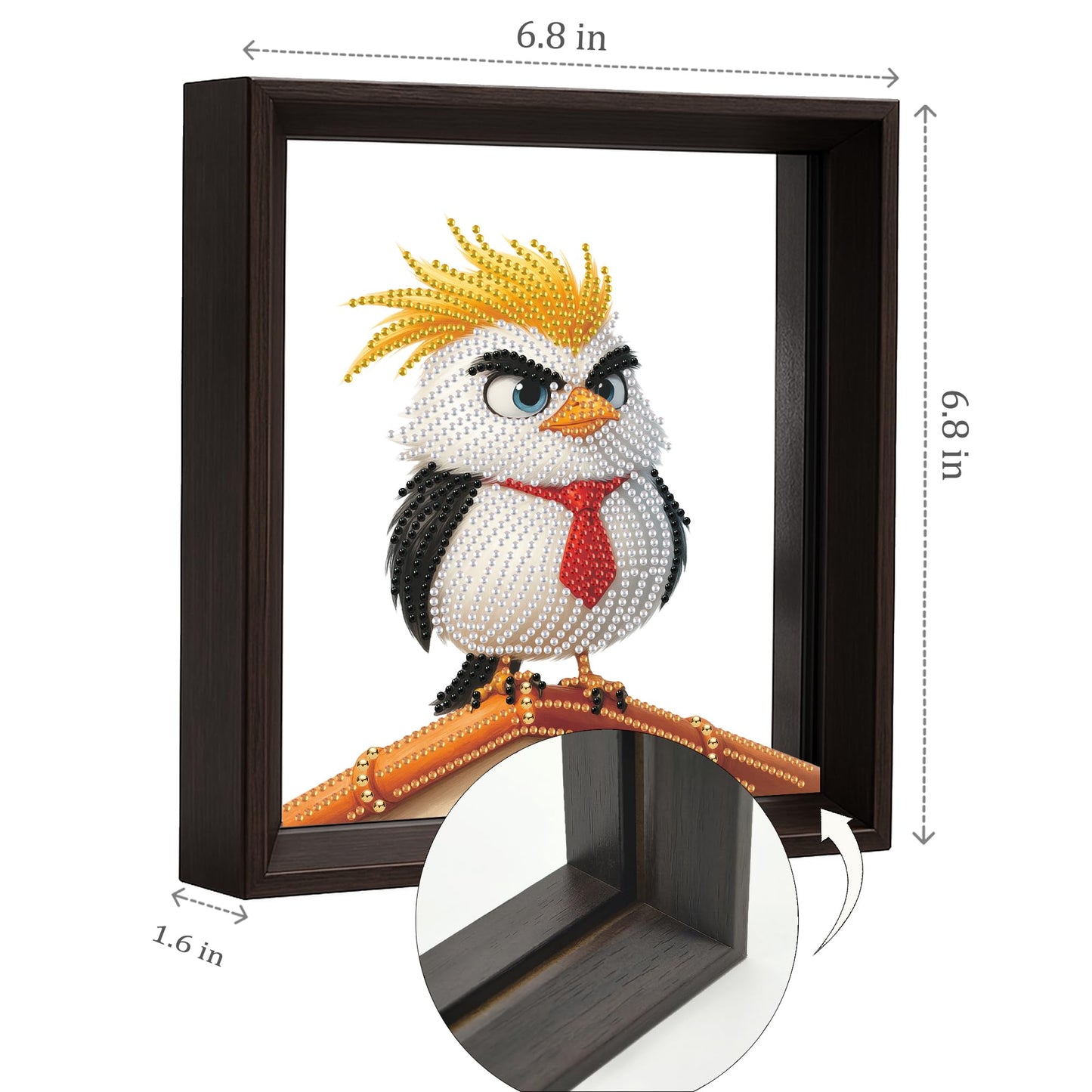 Eiflow Tabletop Diamond Art with Black Wood Frame, Desktop Diamonds Painting Kit for Adults Bird, DIY Acrylic Gem Art Painting on Stand Board Kit
