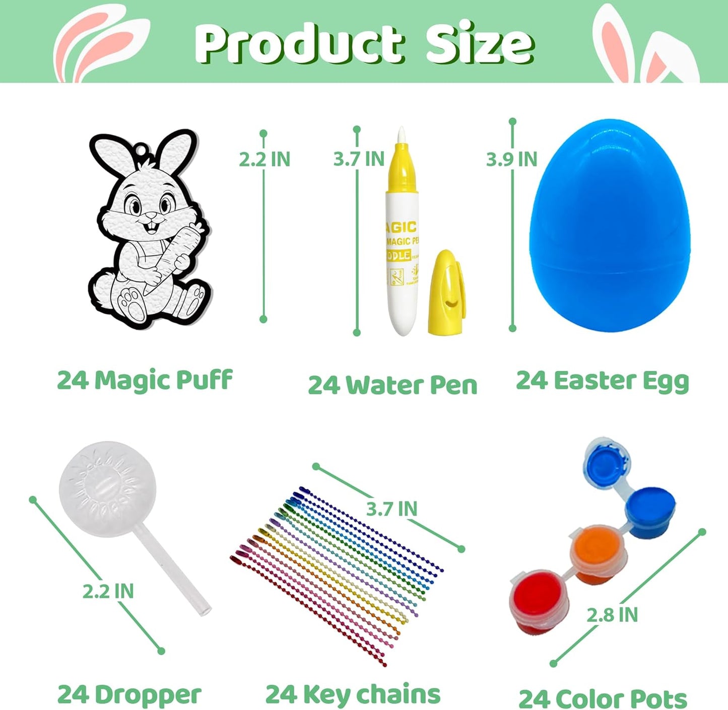 24PCS 3D Easter Basket Stuffer Party Favors, Magic Puffs, Puffs, DIY Art Crafts Kits Paint for Kids, Foam Texture