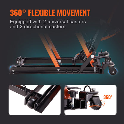 VEVOR Hydraulic Motorcycle Lift Jack 1500 LBS Capacity ATV Scissor Lift Jack Portable Motorcycle Lift Table with 4 Wheels Hydraulic Foot-Operated Hoist Stand for Motorcycle ATV UTV Powersports