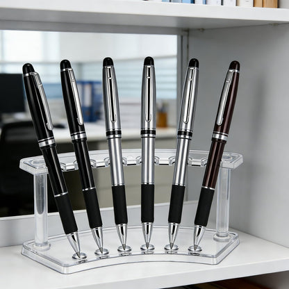 SOUJOY 8 Pack Acrylic Pen Display Stand, 6-Slot Pen Holder Rack, Eyebrow Pen Stand, Makeup Brush Rack Organizer for School Office Home Store