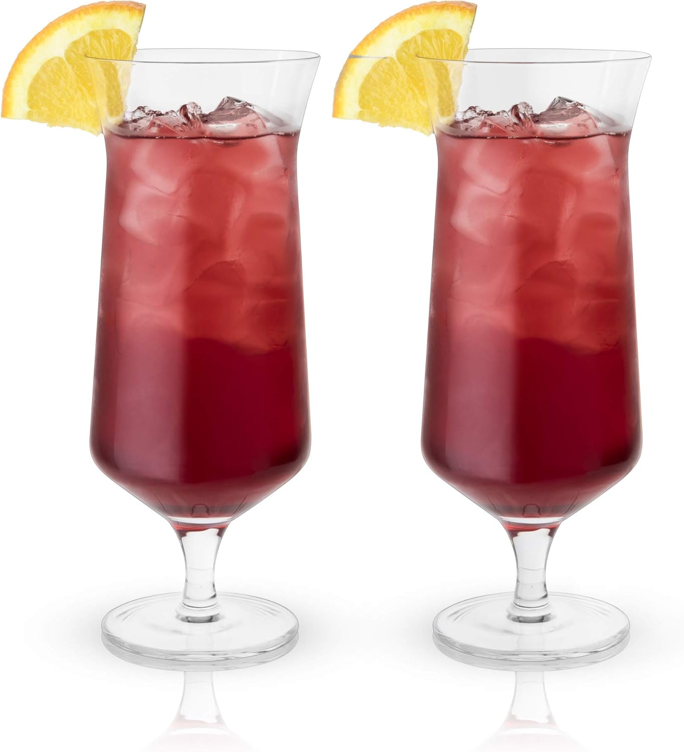 "Viski Raye 14oz Hurricane Glasses Gift Set of 2, Clear Crystal Glasses for Pina Coladas and Tropical Cocktails"