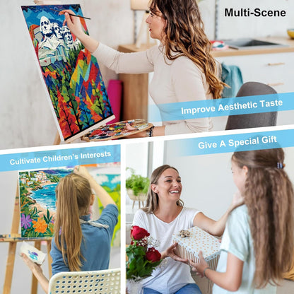 WUDWL 4 Pack Paint by Numbers Kit for Adults Kids, Adults Paint by Numbers Kits, Flowers and Plants DIY Acrylic Oil Painting Number Kits for Home Wall Decor Gifts 12x16 Inch