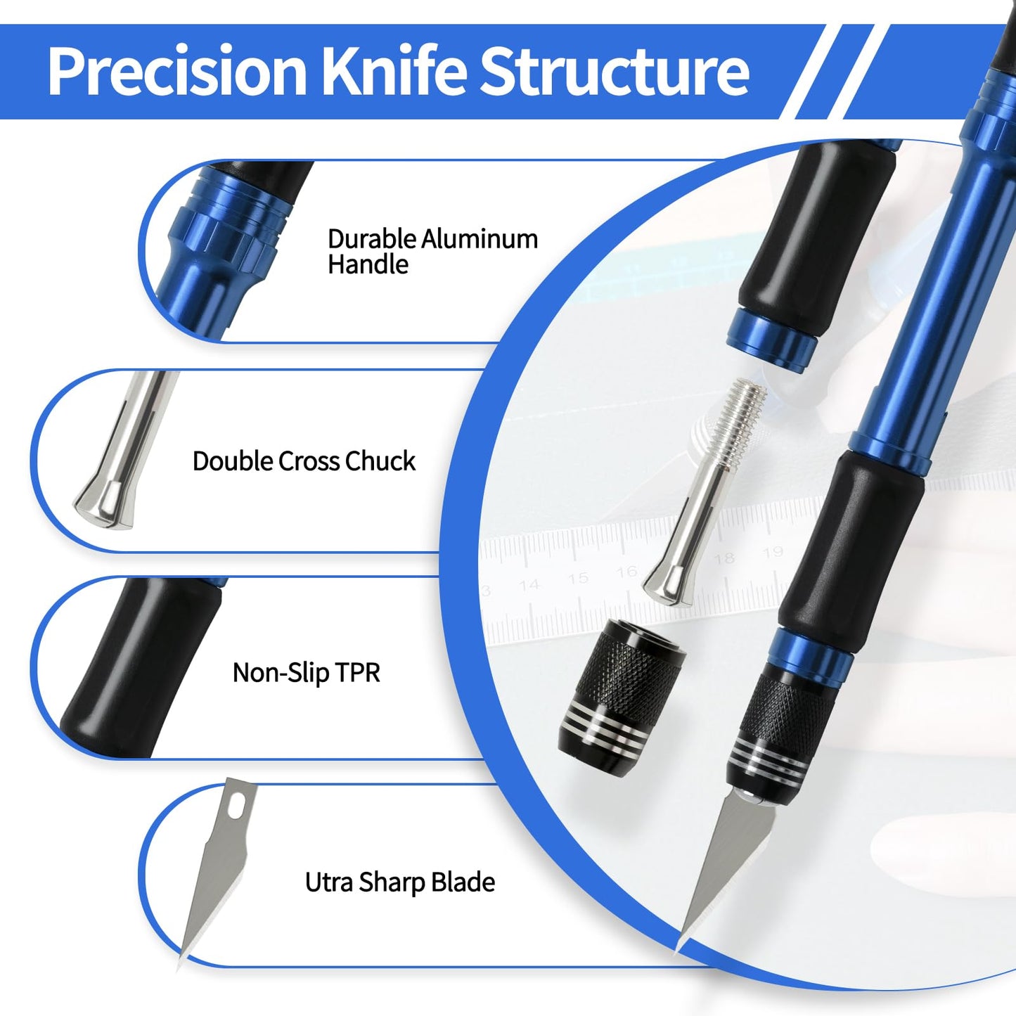 Precision Craft, Hobby, and Exacto Knife Set for Artistic, Scrapbooking, Stencil, Architectural Modeling, Woodworking, and Leatherworking projects - Perfect for Precision Cutting (29pcs)