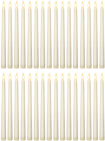 Treela 36 Pieces Flameless Taper Candles Flickering Faux LED Battery Operated Electric Fake Candles for Christmas Halloween Birthday Wedding Party(Ivory White,0.8x11 Inches,Smooth)