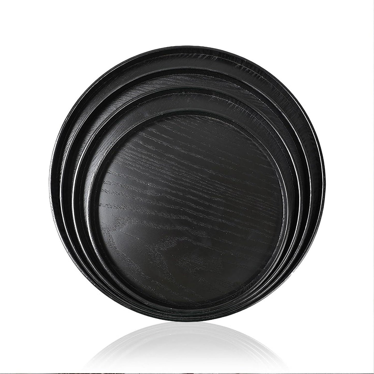 River Restaurant(10.6inch, Round Wood Serving Tray, Solid Wooden Decorative Tray Non-Slip Tea Coffee Table Tray Snack