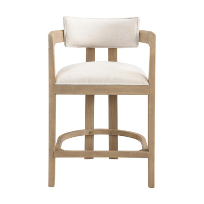 Christopher Knight Home Set of 2 Ryland Modern 26" Counter Height Bar Stools, Fabric Upholstered Counter Stools,Wooden Kitchen Island Armchair with Footrest, Round Backrest, Soft Seating,Beige+Natural