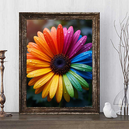 PUAGEMTI Rainbow Flower Closeup Diamond Art Kits for Adults DIY 5D Full Drill Diamond Painting for Home Wall Decor, Frameless Diamond Painting Kits for Adults Beginner 12x16 Inch