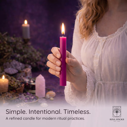 SOUL STICKS Luck Magic Spell Chime Taper Candles 20 Pack - Ideal for Altar, Rituals, Ceremonies, Meditation Pink Candle for Witchcraft Supplies, Wiccan Supplies, Candles Clearance