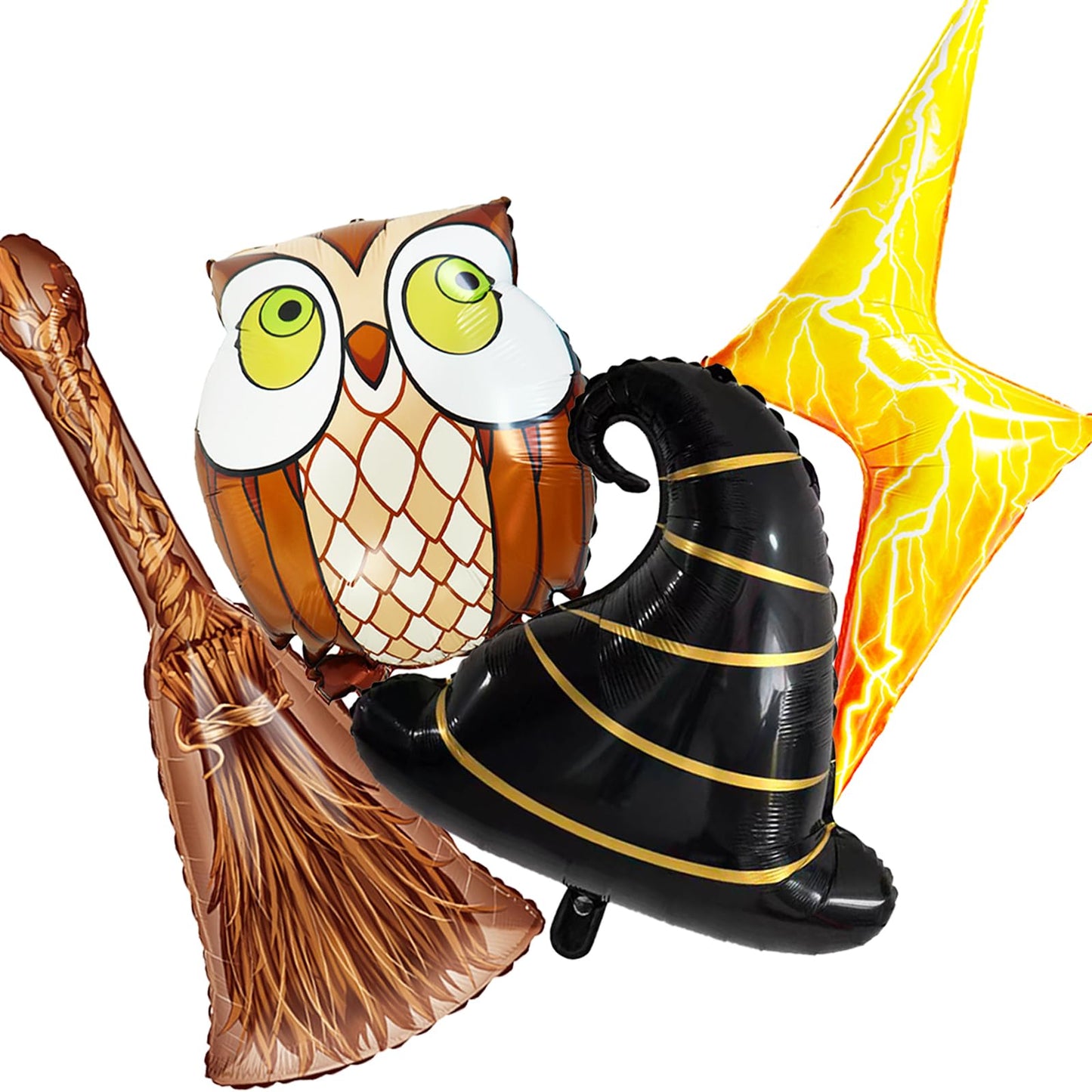 4pcs Magical Wizard Hat Balloons Magic Balloons Broom Balloon for Magic Themed Birthday Decorations Wizard Party Decor Magic Decor Graduation Party Poterss Baby Shower Party Supplies