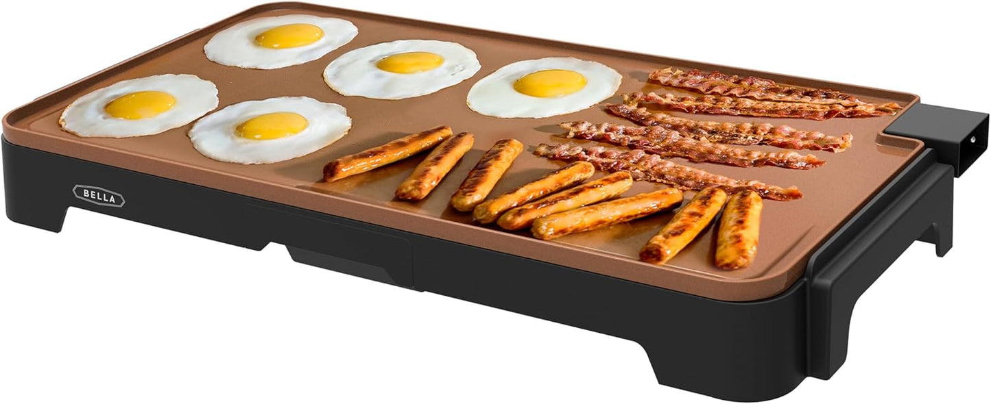 15 12" 22", bella XL Electric Ceramic Titanium Griddle, Make Eggs At Once, Healthy-Eco Non-stick Coating, Hassle-Free