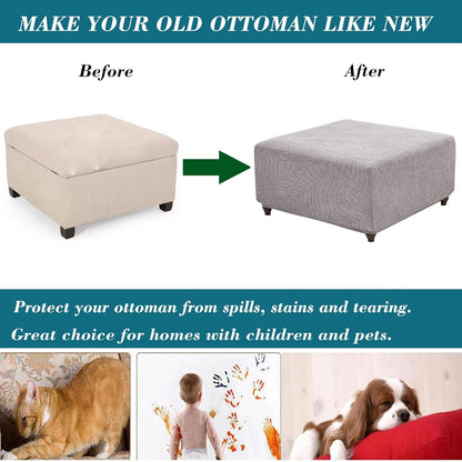 HFCNMY Ottoman Cover Square-Stretch Water Repellent Ottoman Cover -Thick Square Storage Foot Stool Covers with Elastic