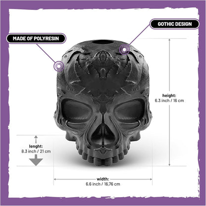 Skull Tissue Box Cover Square Black, Gothic Home Decor, Fits Most Square Tissue Boxes, Office Desk Organizer