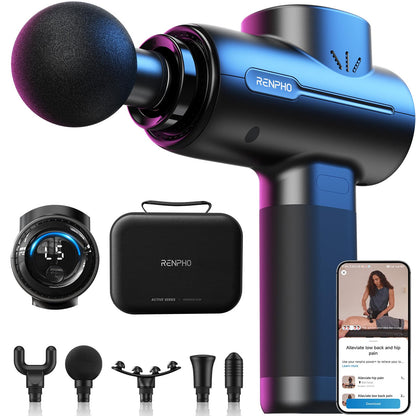 RENPHO Massage Gun Deep Tissue, Portable Percussion Massager for Back and Neck, Gifts for Men and Women, Handheld Device with Carry Case, Active Green